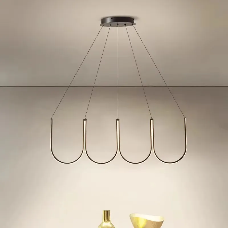 Modern Simples LED Lustre, Lustre De Alumínio, Pingente Lustre, Lâmpada LED Ajustável, Foyer Pendurado Iluminação