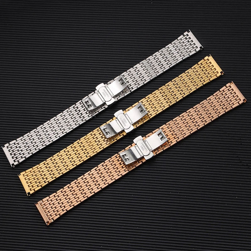 12mm 14mm 16mm 18mm 20mmLadies Stainless Steel Buckle Mesh Belt Watch Strap Ultra-thin Steel Bracelet Small Size Width Chain