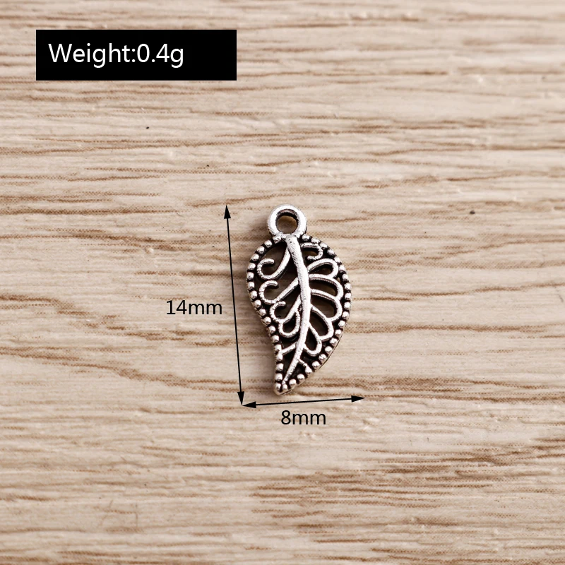 50pcs 8x14mm Cute Alloy Tree Leaf Charms Pendant for Jewelry Making Drop Earrings Necklace Bracelet DIY Handmade Crafts Supplies