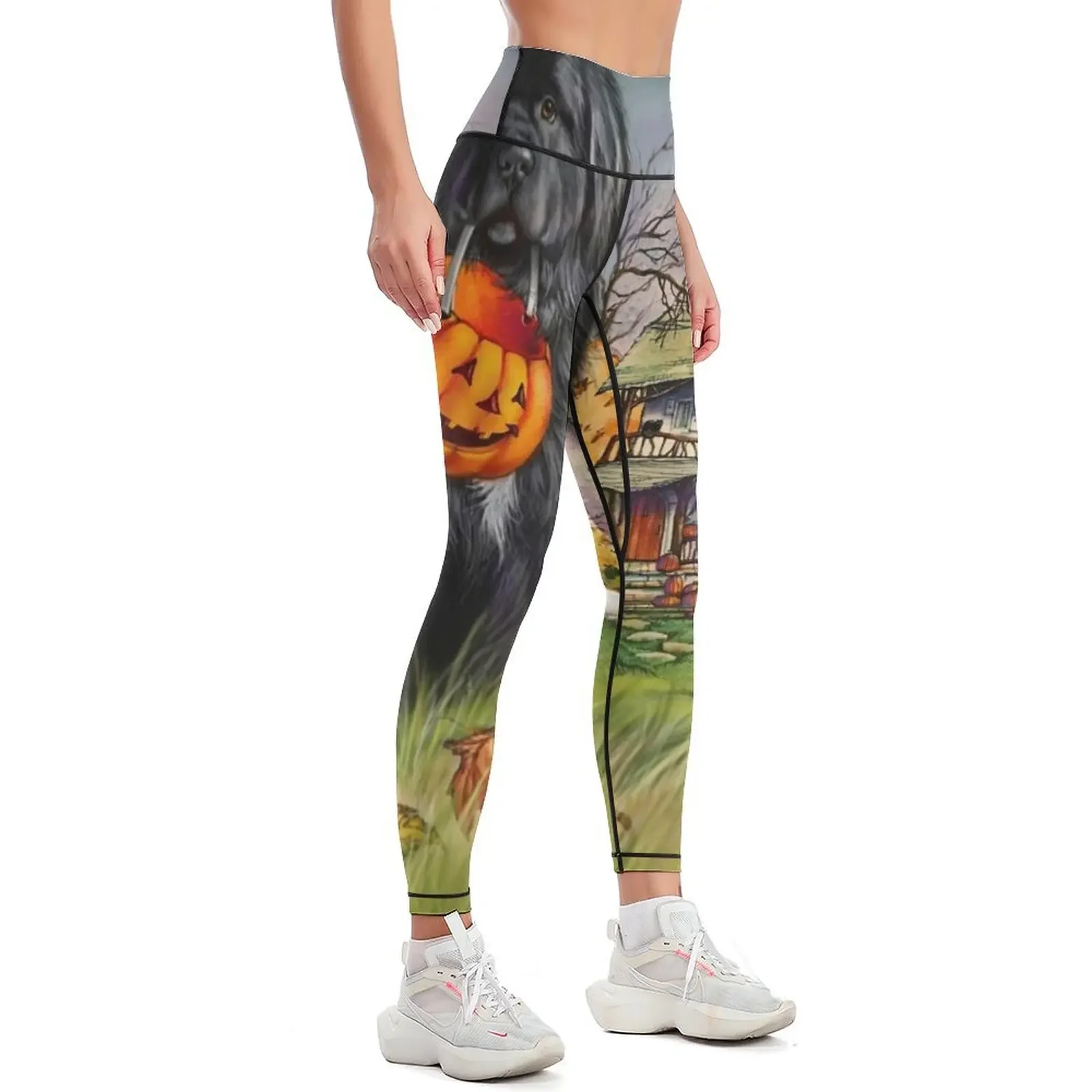 Halloween Newfie and Great Pyrenees Leggings Women's fitness Clothing fitness push up fitness Womens Leggings