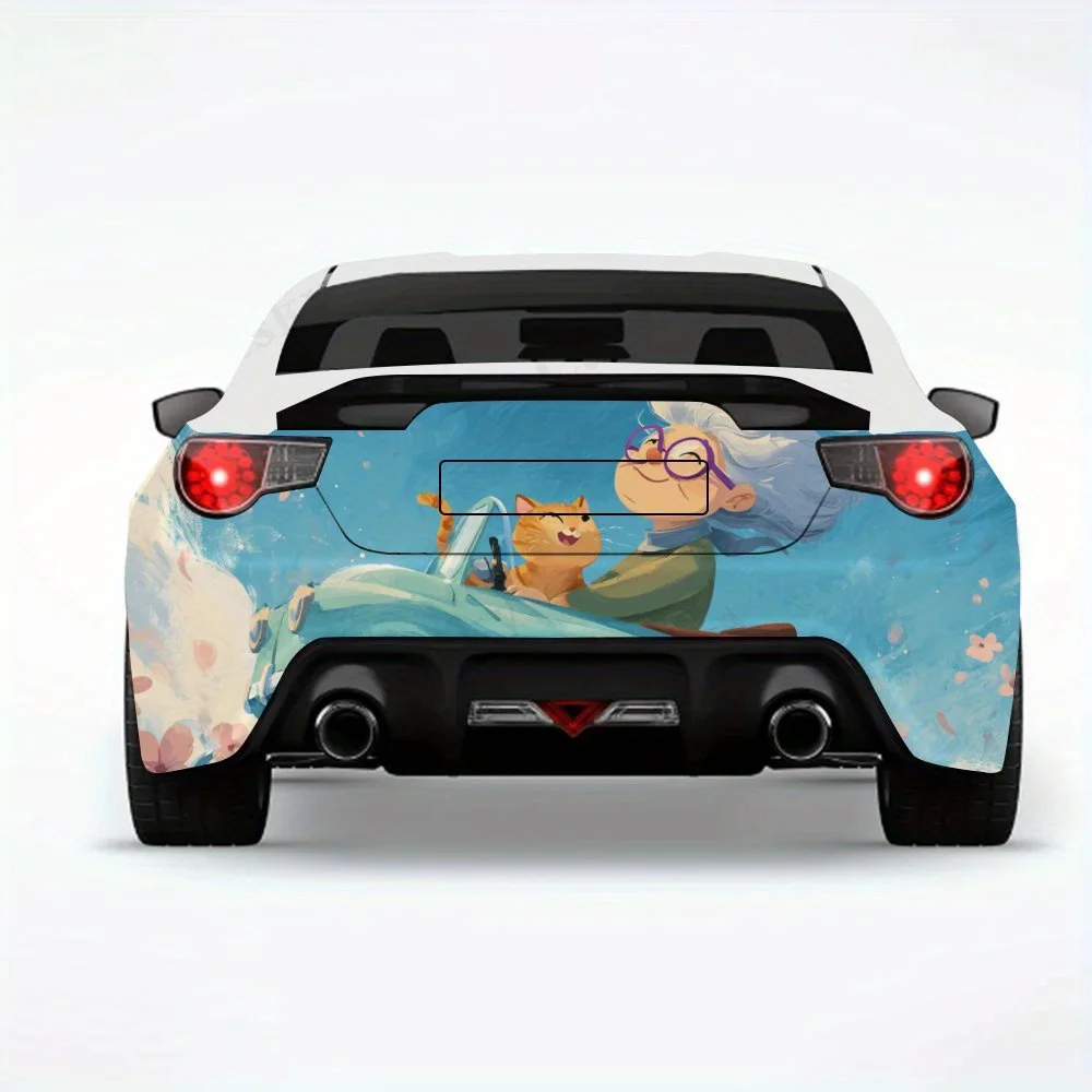 

Grandma in Flying Car - Vinyl Decal for Car Rear, Waterproof Self-Adhesive Vinyl Stickers for Vehicle Tail and Bumper, Decorati