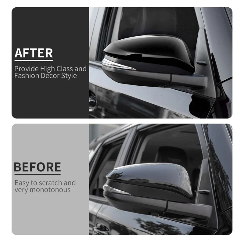 BB-Car الخارجي مرآة الرؤية الخلفية غطاء الكسوة + غطاء مقبض الباب الكسوة لتويوتا 4 عداء 2017-2023 استبدال أجزاء أسود