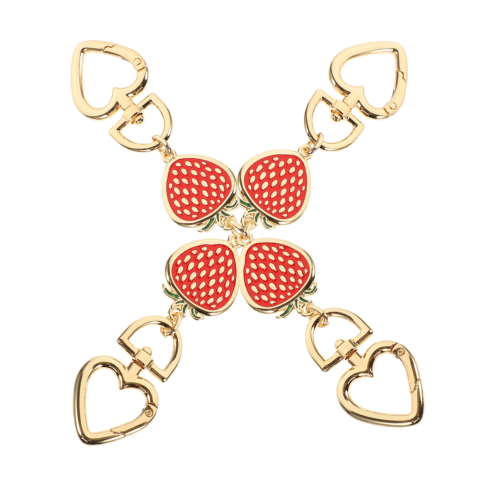 2pcs Accessories Purse Strap Extenders Red Strawberry Clutch Handle Lightweight Crossbody Bag Backpack Chain DIY Bag Chain