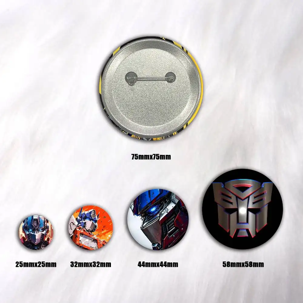 Autobot Transformers 75x75 25x25 Mm Cartoon Round Brooches On Backpack Shirt Accessories Jewelry Badge Gift For Friends
