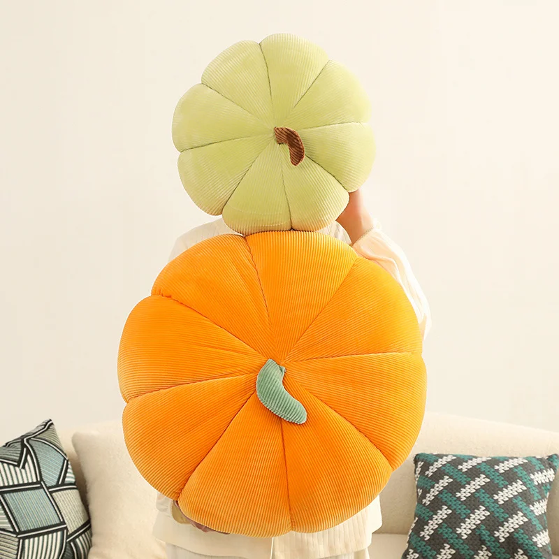 Pretty Stripe Fabrics Stuffed Pumpkin Throw Pillow Soft Cozy Colorful Pumpkin Plush Toys Sofa Cushion Kawaii Home Decor