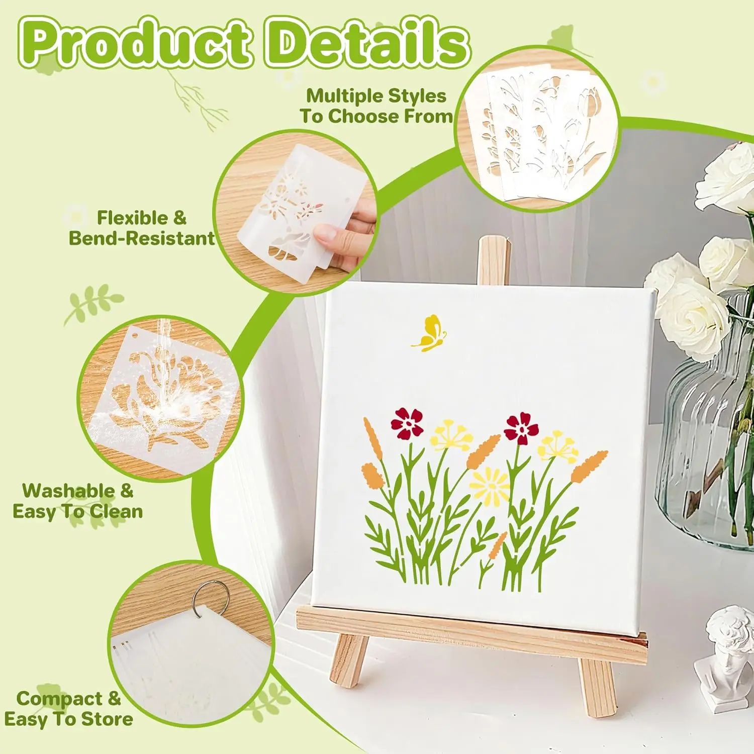 Flower Leaf Wildflower Stencils, 85Pcs Set