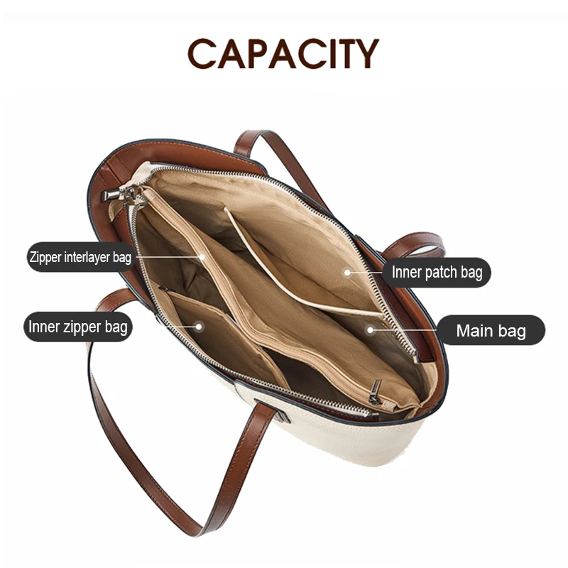 New Women Large Capacity Commuter Tote Lady First Layer Cowhide Armpit Bag Female Fashion Luxury Single Shoulder Laptop Handbag