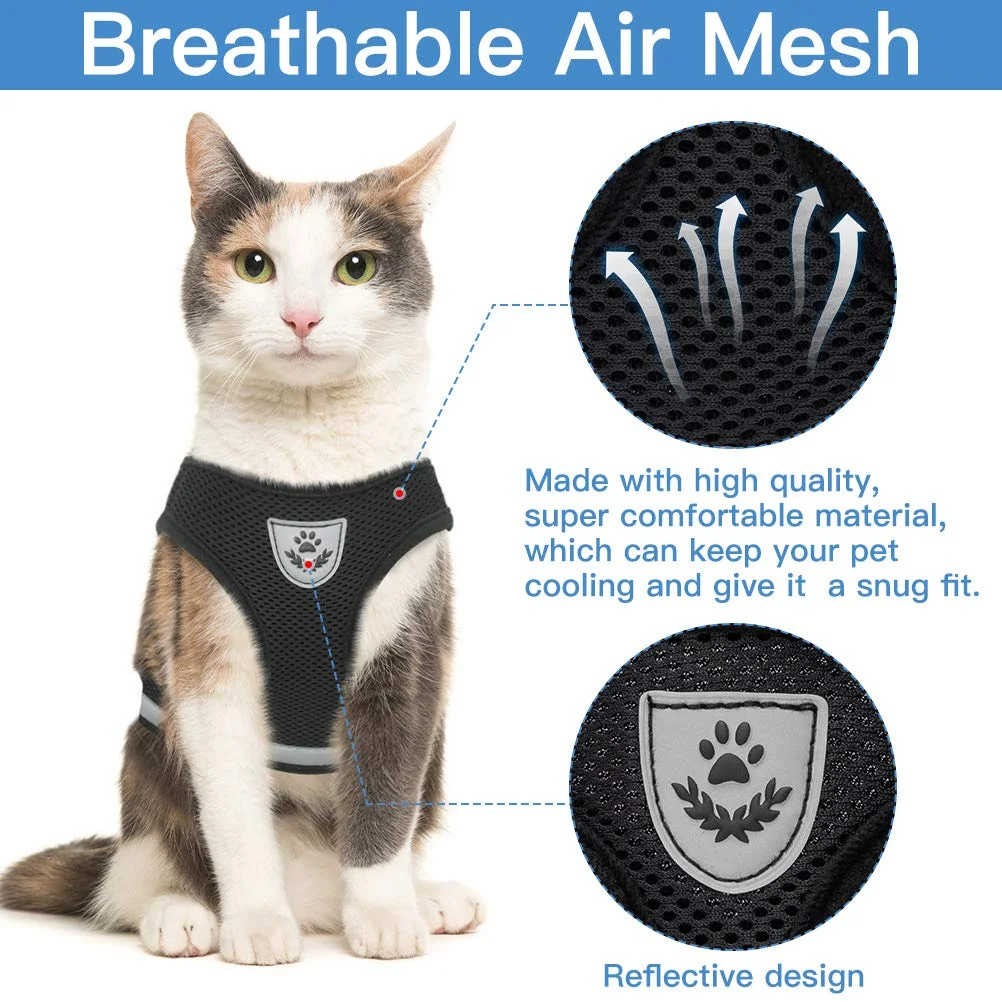 Harness And Leash Escape Proof Pet Clothes Kitten Puppy Dogs Vest Adjustable Easy Control Reflective Cat Harness