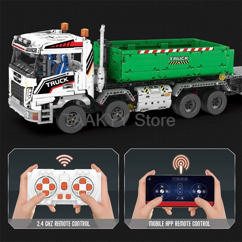 2950PCS Technical Crane Vehicle Building Blocks Remote Control Hook Lifting Truck Trailer Tow Car Model Bricks Toy for Kid Gifts