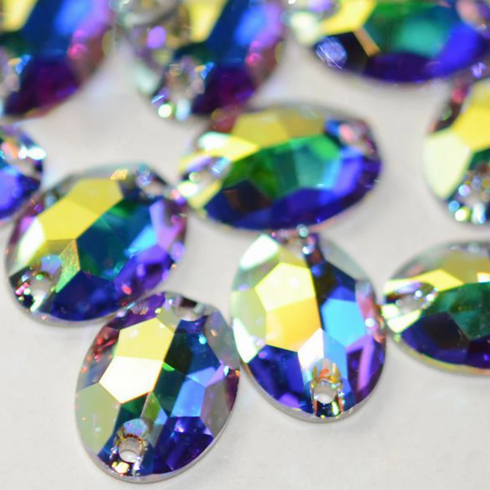 PUBRILEX Vorteilspackung Crystal AB Aufnähbare Strasssteine mit abgeschrägten Kanten für Kleidung und Schmuckdekorationen – Detail 10