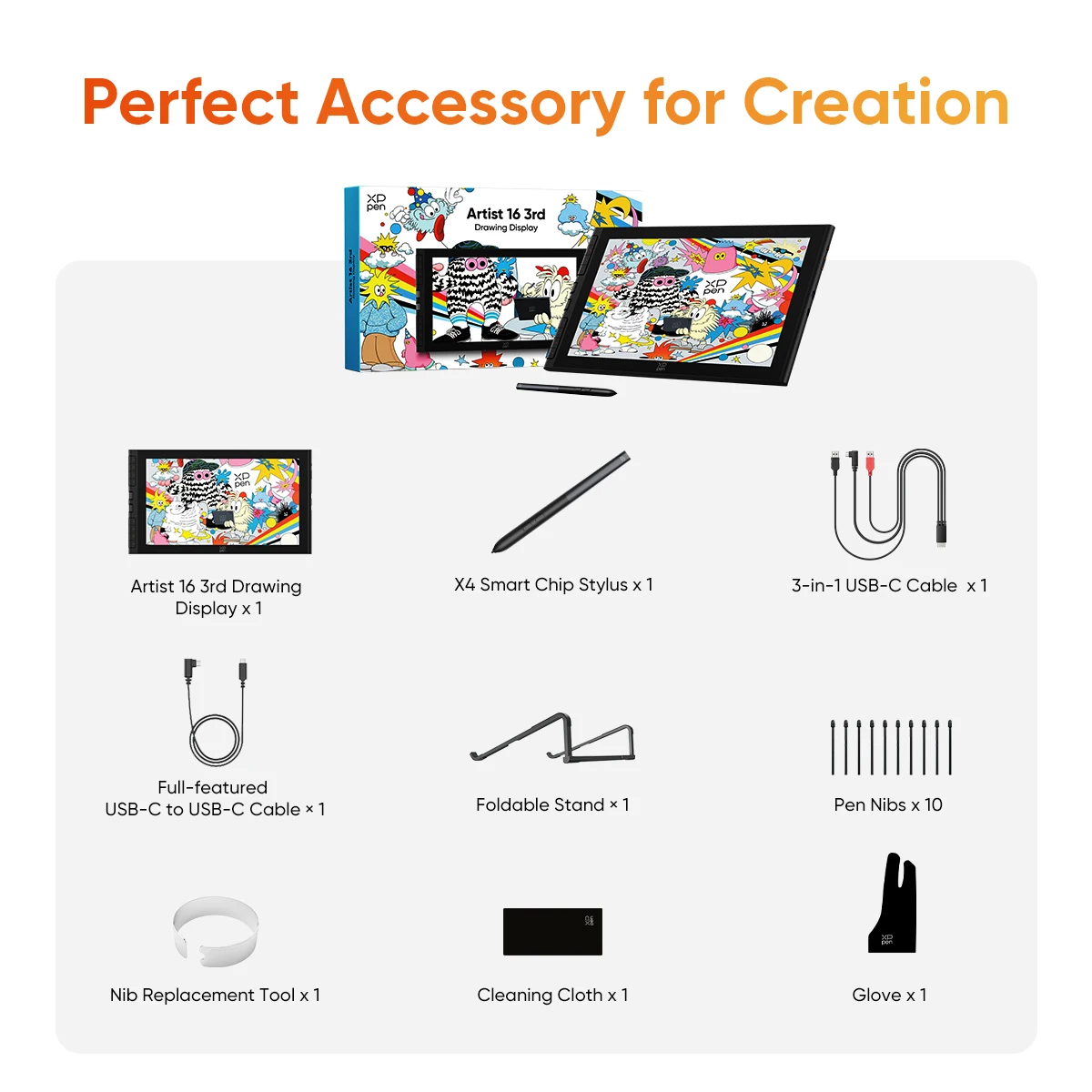 XPPen Artist 16 (Gen 3) 15,4-Zoll Tragbares Zeichendisplay mit 8 Schnelltasten 2 Drehreglern X4 Smart Chip Stylus für Windows Mac Android – Detail 13