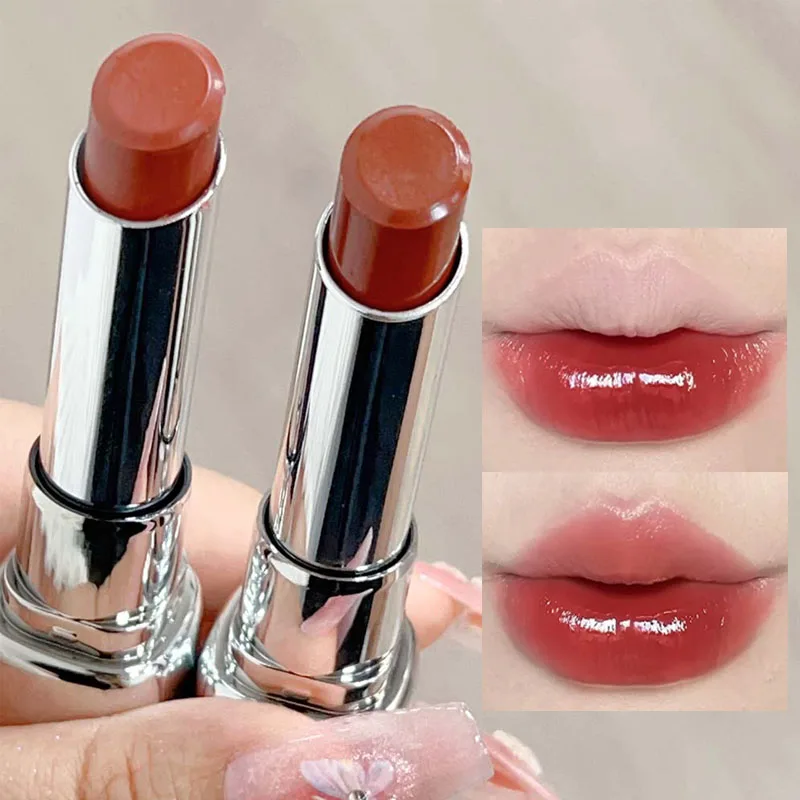 Glossy Mirror Lipstick Makeup Crystal Jelly Solid Lip Gloss Long-Lasting Moisturizing Non Sticky Nude Lips Tint Korean Cosmetics