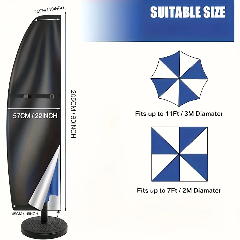 1 قطعة غطاء مظلة خارجي من قماش أكسفورد 210D عالي التحمل، للاستخدام في جميع الأحوال الجوية، مع مشبك ورباط