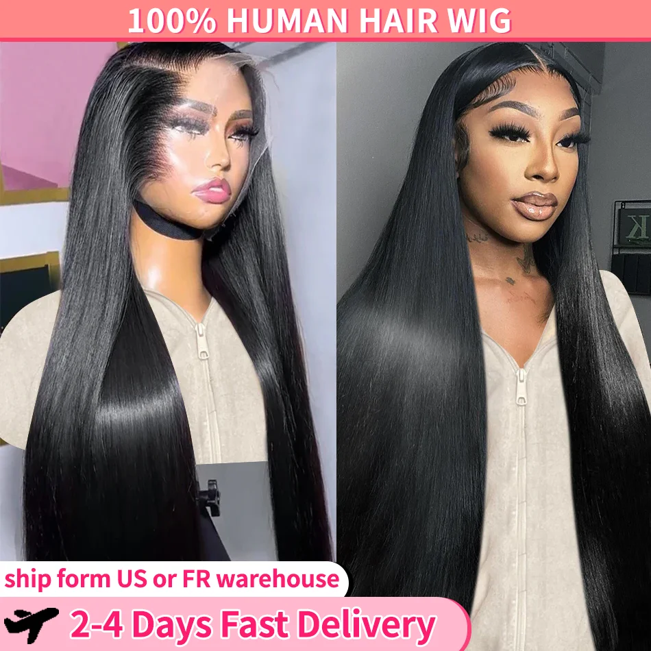 Human Hair Lace Wigs HD Straight 13x4 13x6 Lace Frontal Wig Pre Plucked Indian Human Hair Remy HD Lace Closure Wig Pre Plucked