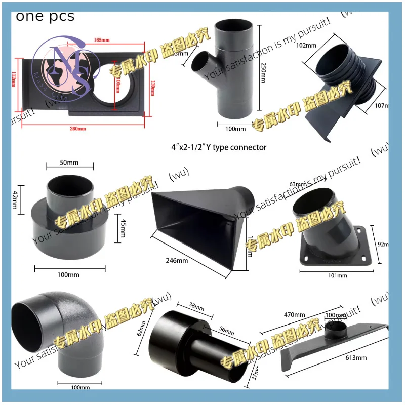 Industrial Vacuum System Woodworking Dust Accessories Set PVC Elbow, Tee, Reducing Joint, Slide Gate Valve and Fixture