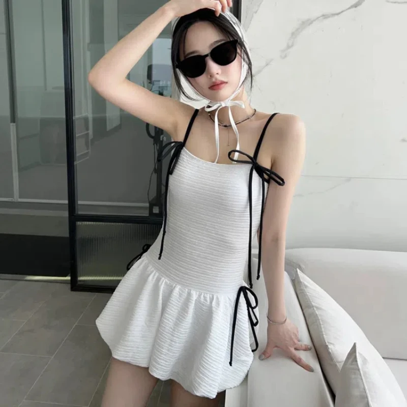 

Sexy Korean White Swimwear Woman One Piece Swimsuits Female Bandeau Monokini Bathing Suits Swimming for Women Dress 2024 New