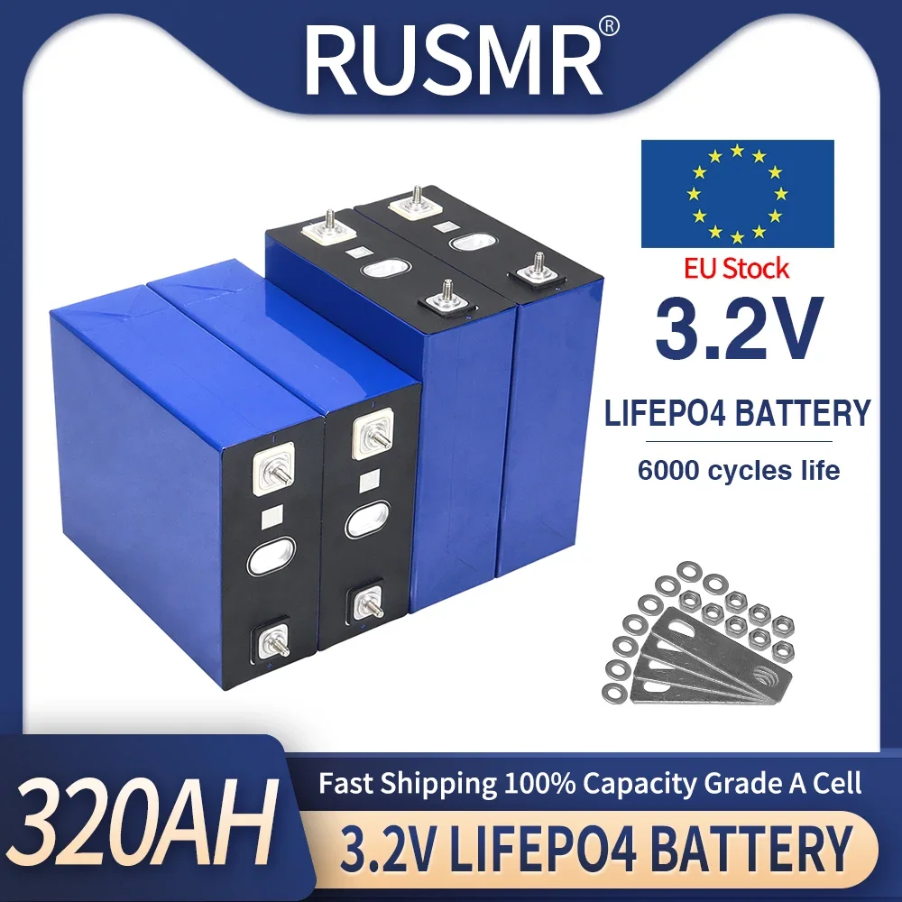 1-16PCS 3.2V 320AH Lifepo4 Battery Grade A DIY 12V 24V 48V Rechargeable Lithium Iron Phosphate Cell For Golf Cart Boat Duty Free