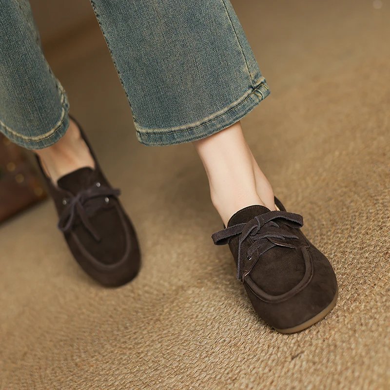 Leather Work Flats Women - 새로운 트렌드 여성용 플랫 슈즈, 소가죽