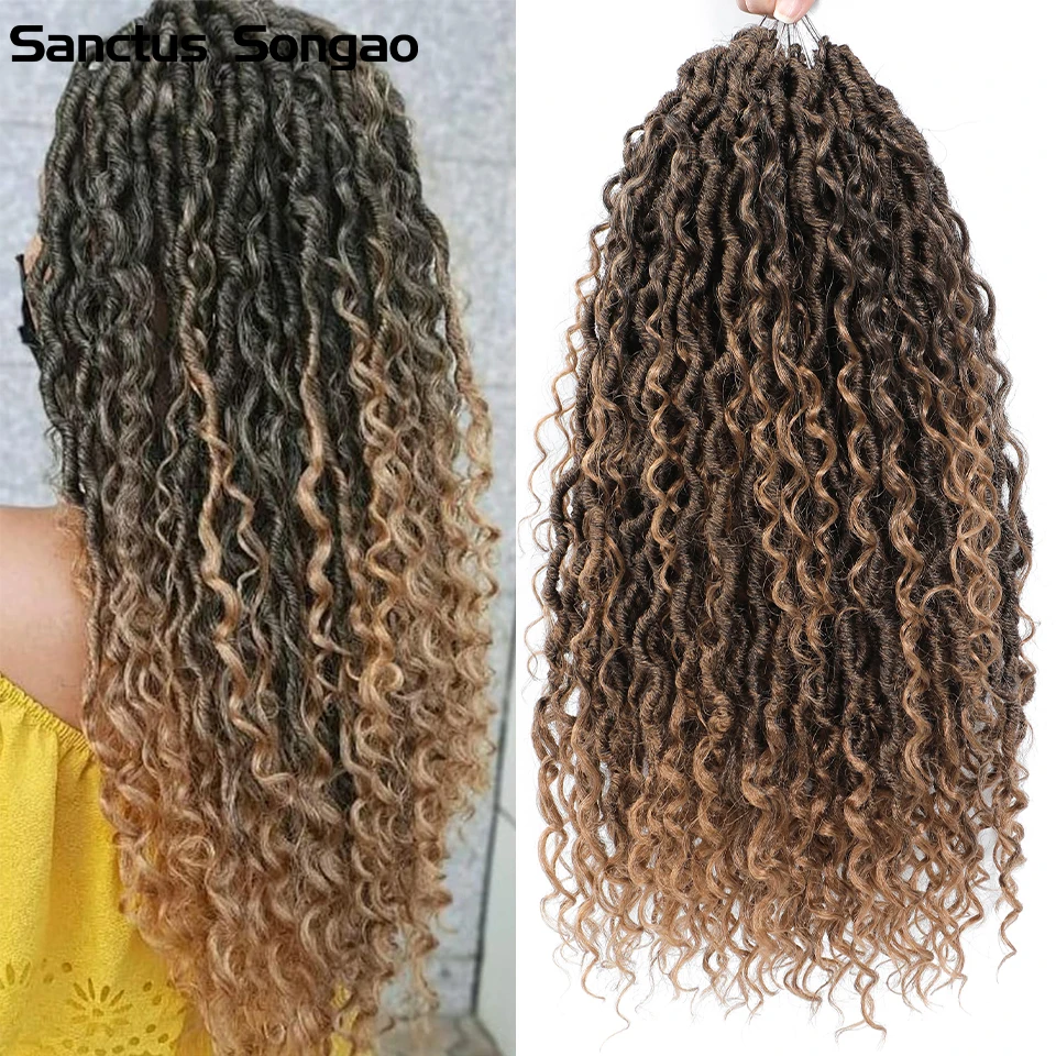 Faux Deusa Locs trança extensão do cabelo, sintético Crochet tranças, Dreadlock, 18"