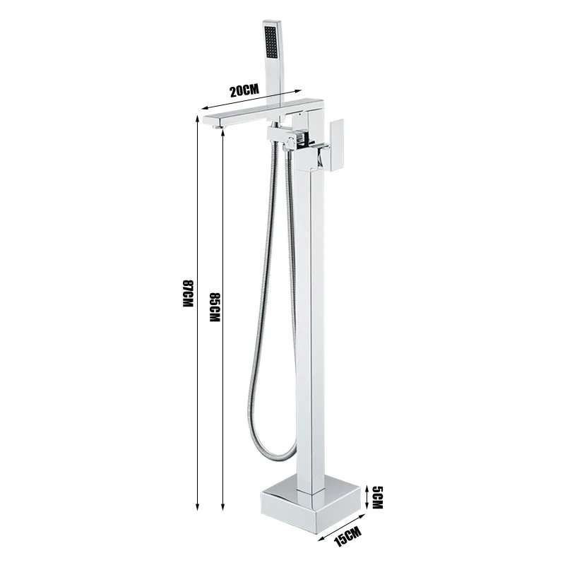 2025 New Square Floor Standing Bathtub Faucet,High Flow Waterfall Faucet with Brass Material Hot & Cold Mixer Tap Fast Delivery