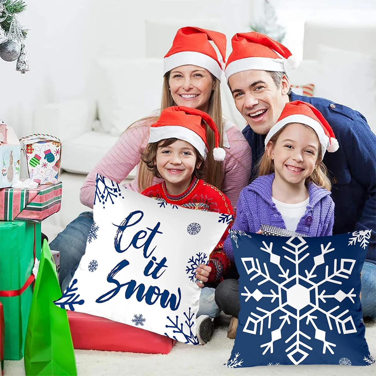 クリスマス雪だるま枕カバー メリークリスマス ホームデコレーション 2025 ナビダッド クリスマスオーナメント サンタクロース クッションカバー 新年 2026