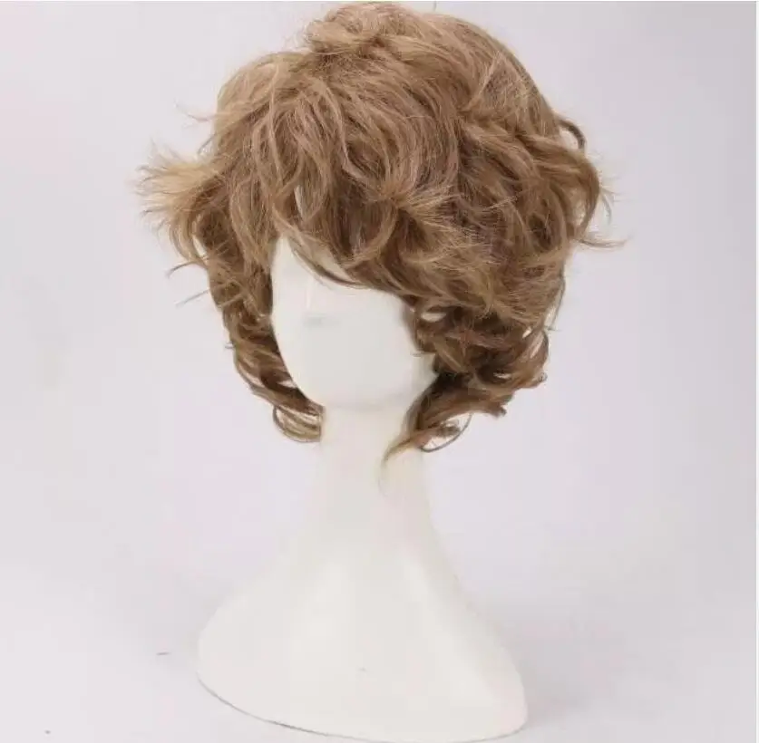 Cosplay Wig  Men Short Brown Synthetic Natural Full Wigs