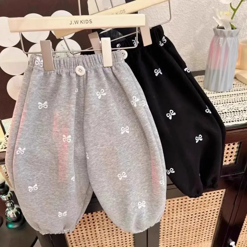 2026 Children Pant Spring and Autumn Hot Sale Good Quality Girl's Harem Pants Korean Printed Bows Baby Girl's Straight Pant