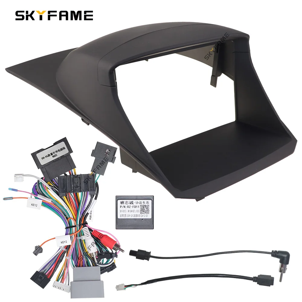 Skyfame adaptador de fáscia para quadro de carro, decodificador de caixa canbus, rádio android, kit de painel de montagem para ford fiesta