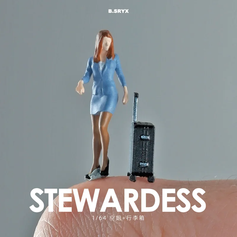 Resin Handmade 1/64 Miniature Figure  Stewardess Model Micro Props Sand table Scene Cars Vehicles Toys