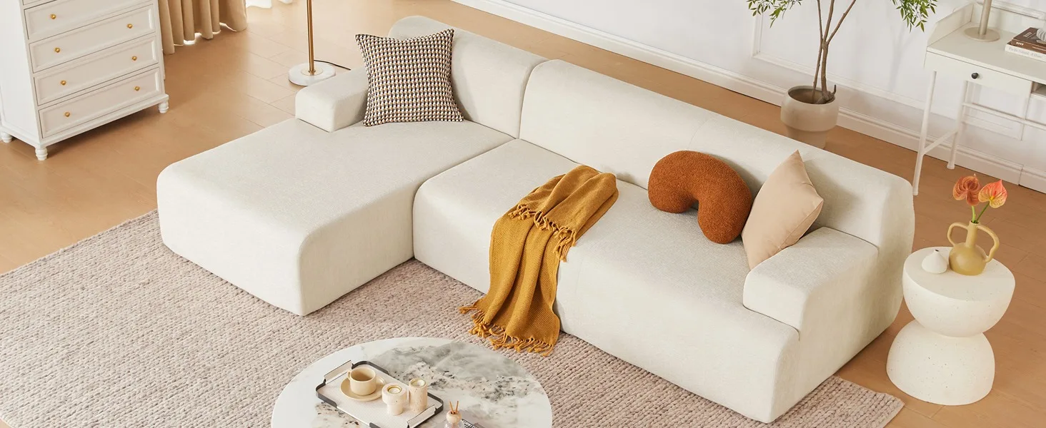 Modern 107 Inch Chenille Modular Sectional Sofa for Living Room 3 1