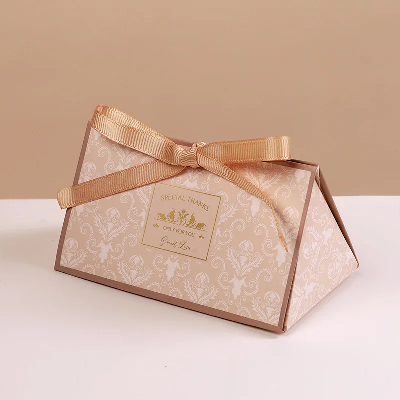 10/20Pcs Luxury Hand Gift Box DIY Sweet Wedding Favor Candy Gift Packaging Box With Wooden Ring Ribbon Engagement Party Supplies