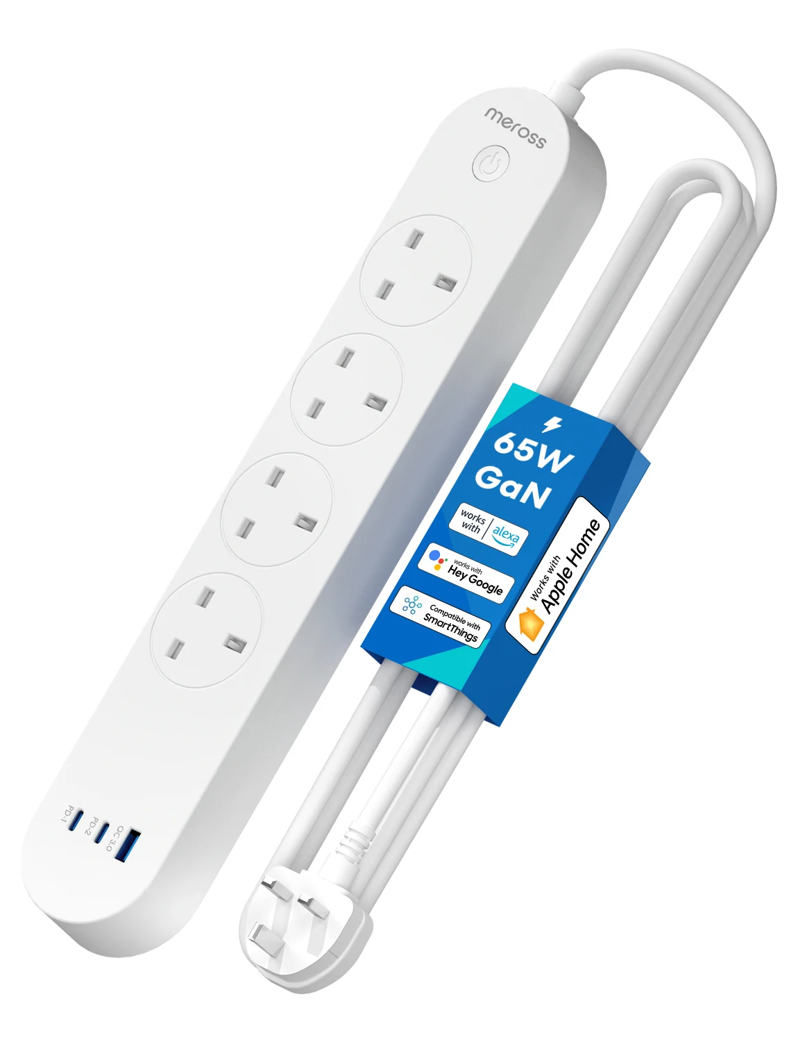 Универсальная вилка Meross Homekit Power Multi Tap, розетка для Великобритании, удлинитель с удлинителем 1,8 м, USB-порт, зарядная электрическая розетка