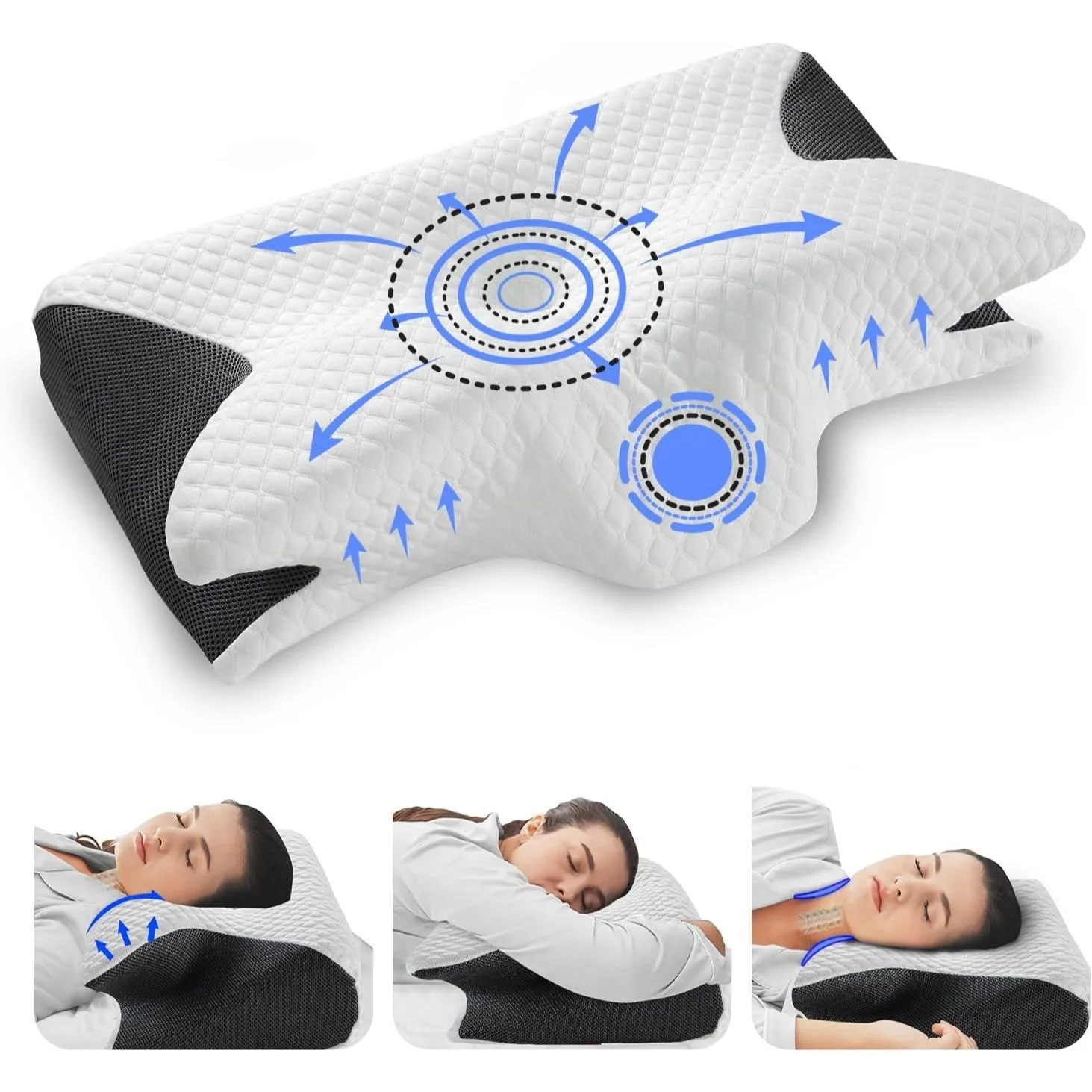Contour Memory Foam Pillow with Butterfly Design