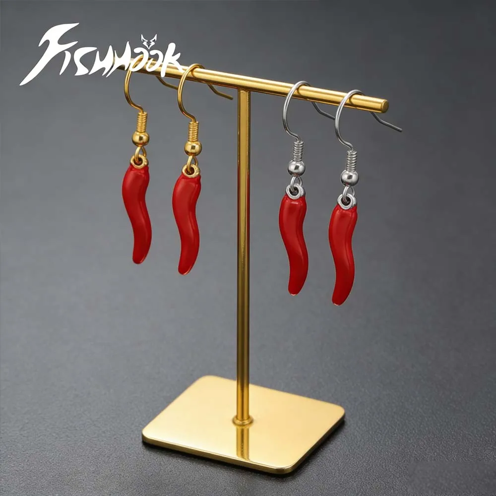 Lucky Italy Italian Cornicello Red Chili Pepper Ear Drop Hook Earring Gift For Women Men Gold Color Stainless Steel Jewelry