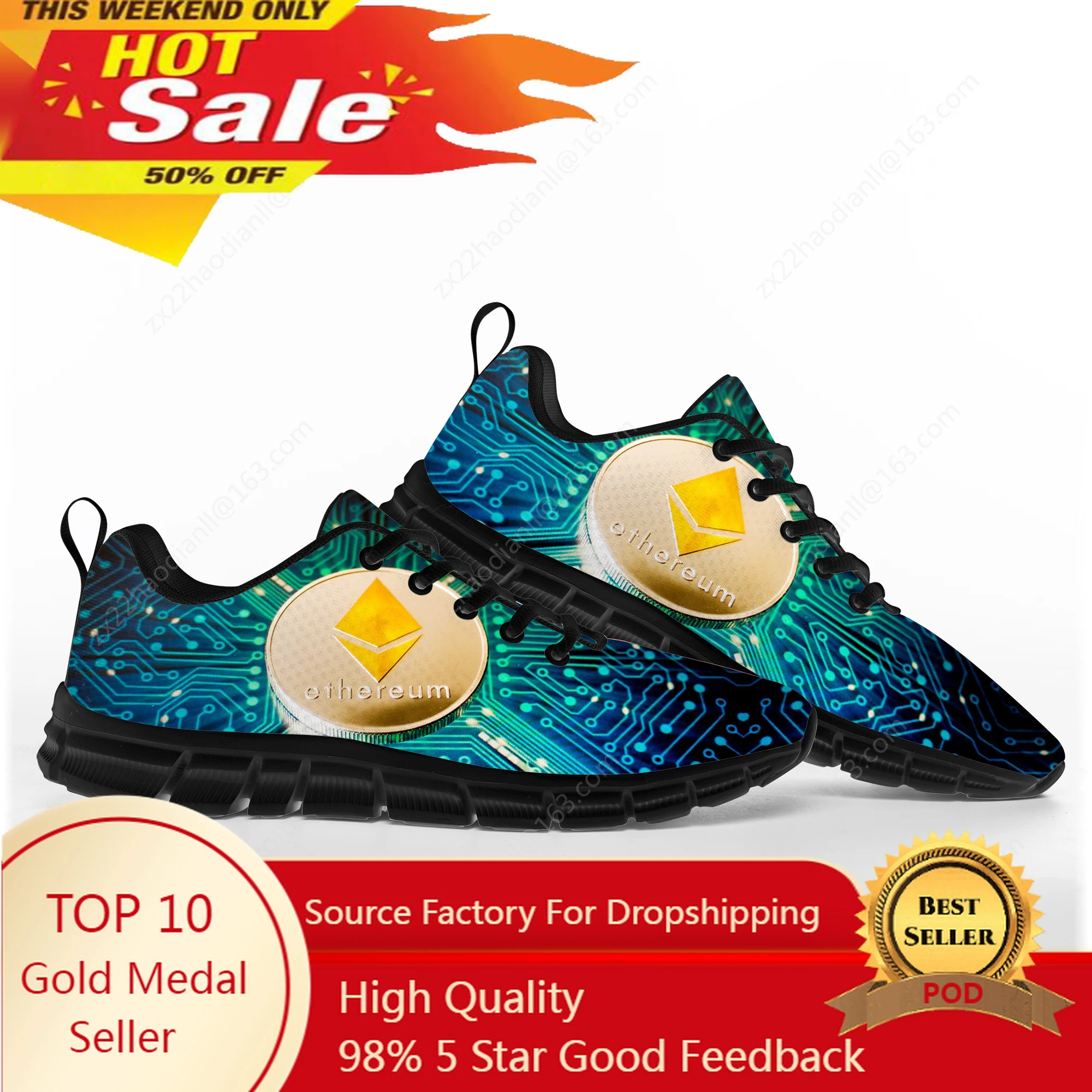 

Ethereum Cryptocurrency ETH Coin Sports Shoes Mens Womens Teenager Kids Children Sneakers Casual Custom High Quality Couple Shoe