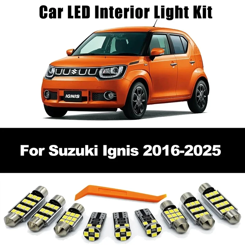 7Pcs LED Bulb Interior Dome Map License Plate Light Kit For Suzuki Ignis 2016 2017 2018 2019 2020 2021 2022 2023 2024 2025