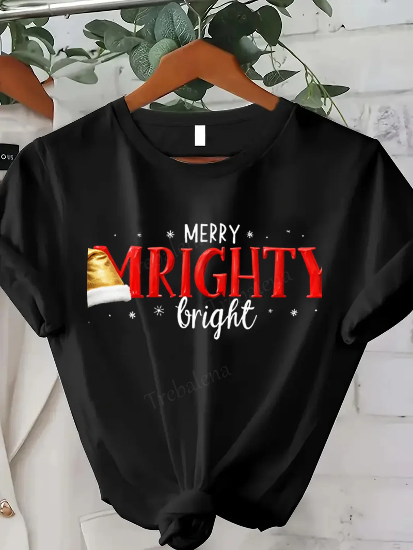 

Women T-shirt Merry MIGHTY Bright Christmas Tee for Women
