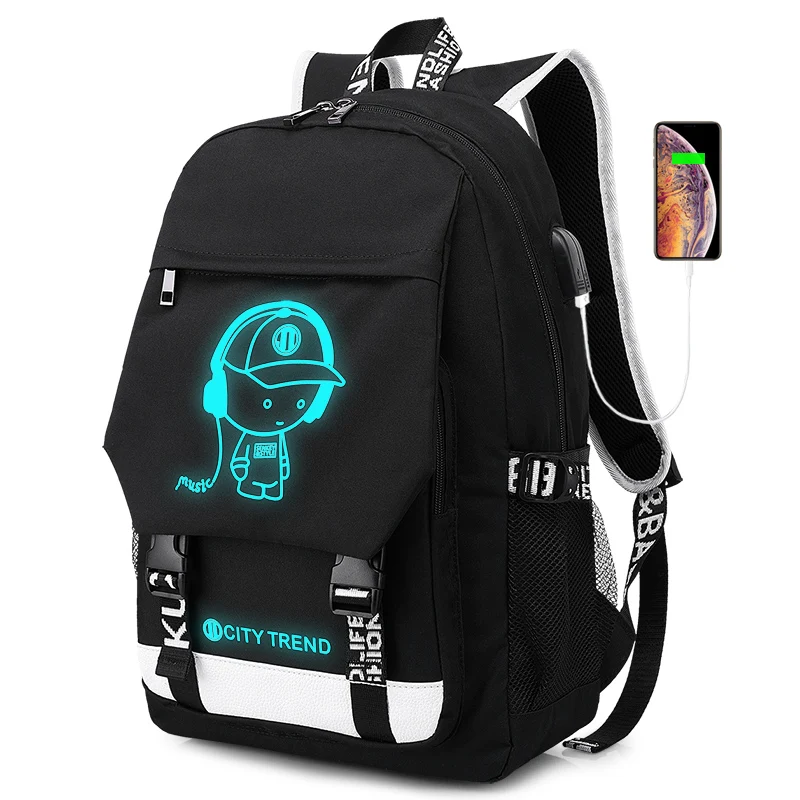 Mochila impermeable con logotipo fluorescente personalizado para niños, mochilas escolares luminosas duraderas para estudiantes, venta al por mayor