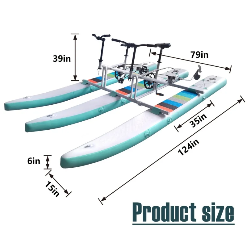 Favorite Outdoor Quick Installation Floating Water Bike 12-15 PSI 6-8km/h Light Water Bike Padle Boat for Two