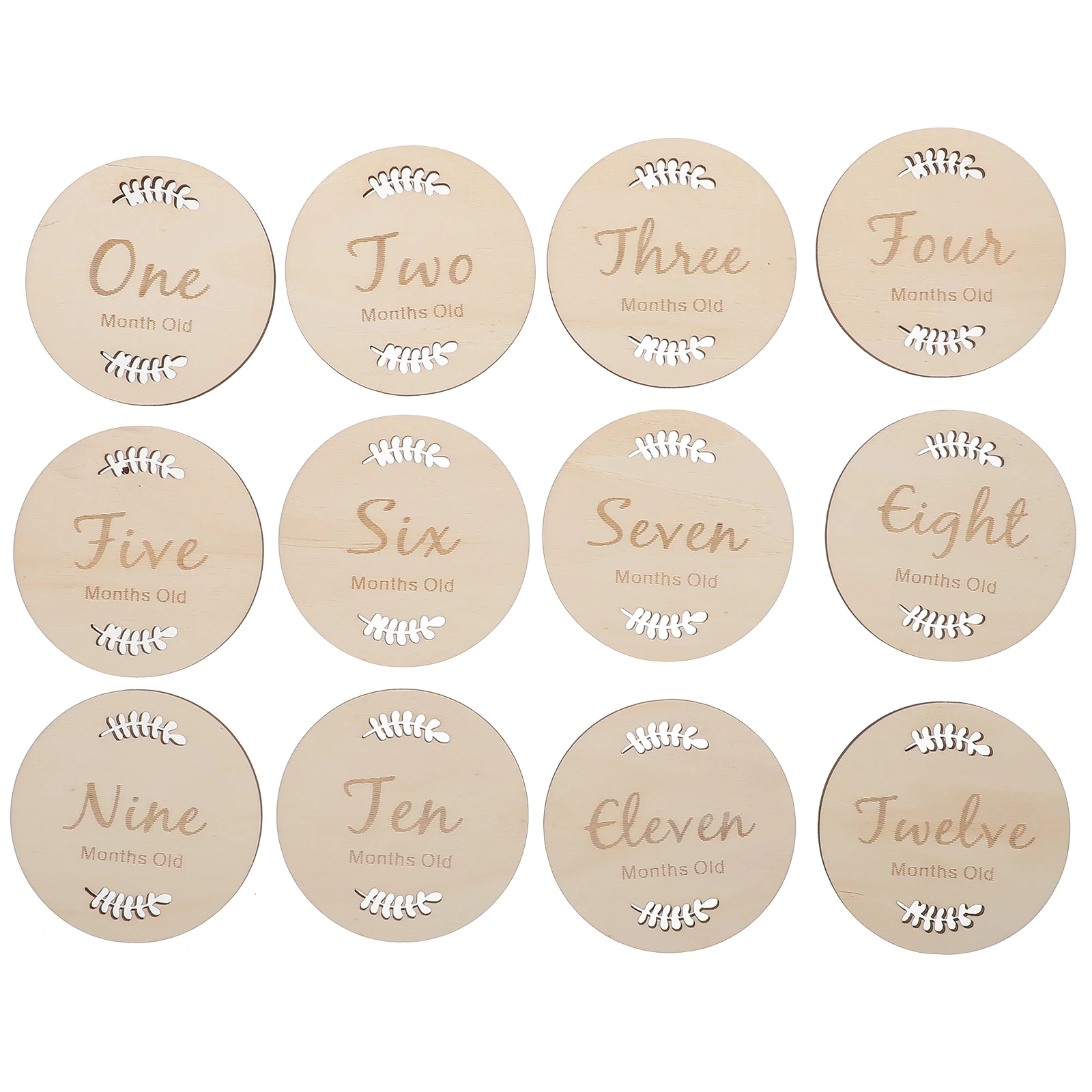 

Baby Milestone Card Wooden Circles Growth Cards Monthly Photography Newborn 12M Creative Design Beautiful Wood Grain Suitable