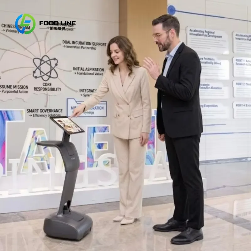 Customized Robot Reception Auto Smart Robot Remote Control Meetings Hospitality Guide Welcome Robot Support Facial Recognition