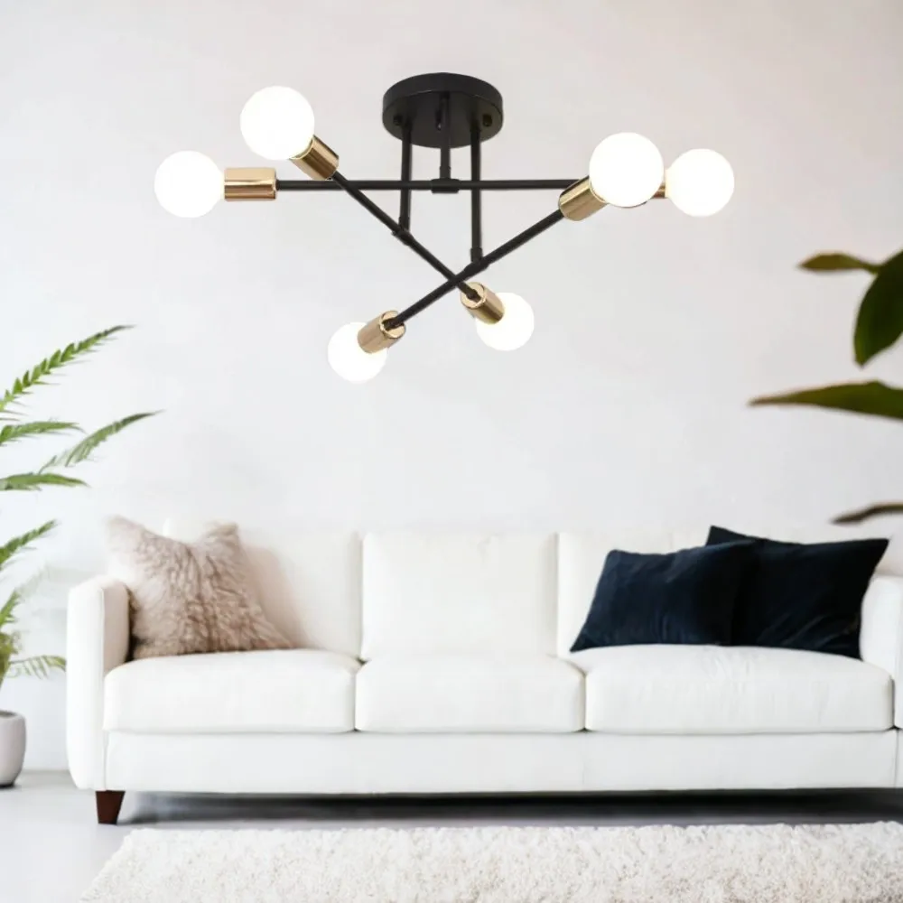 Modern Ceiling Chandelier Satellite Hanging Lamp Lustre Light Fixture 6 Iron Spider Home Living Dining Room Bedroom Decorations