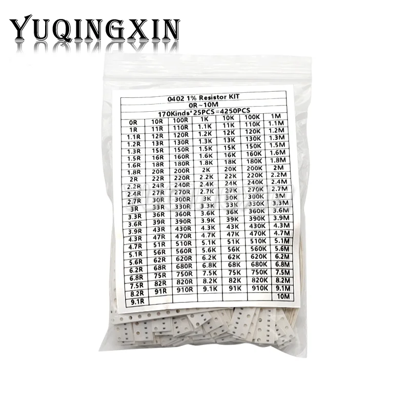 4250pcs 8500pcs 1% 0402 0603 0805 1206 SMD Chip Resistor Assorted Kit 0R - 10M ohm 170Values Resistance Samples Set