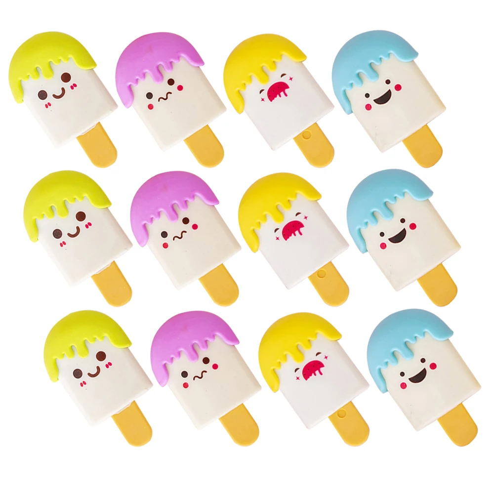 36 個アイスクリーム形の消しゴムかわいいミニゴム消しゴムポータブル漫画オフィス教室用バルク鉛筆消し文房具