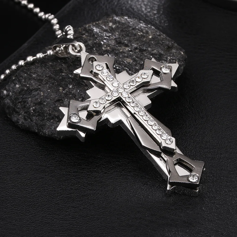 Fashion Aesthetic Stainless Steel Necklace for Men Creative Cross Pendant Punk Hip Hop Necklace Gifts for Boyfriend Jewelry