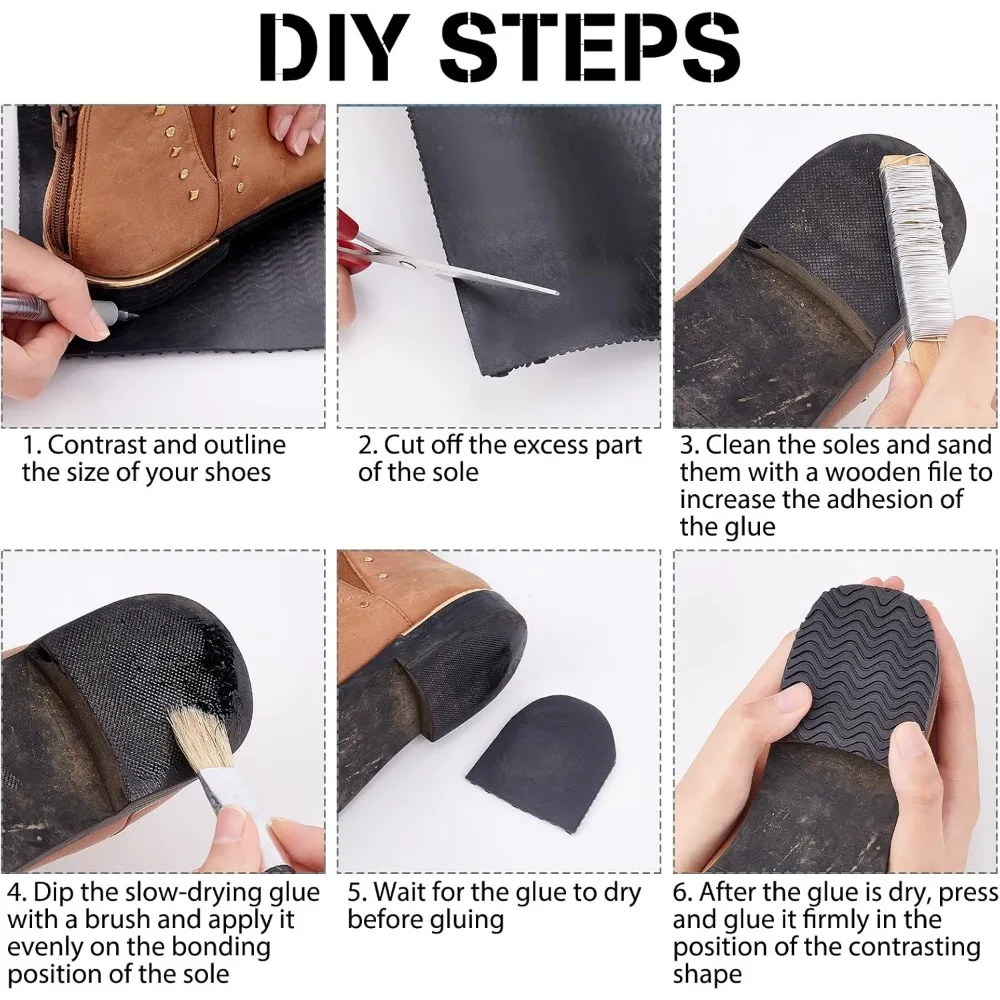 Shoe Sole Repair Rubber Soling Sheet, 3mm Thick Non-Slip Rubber Shoes Bottom Repairing Material Shoe Pads Heel Replacement