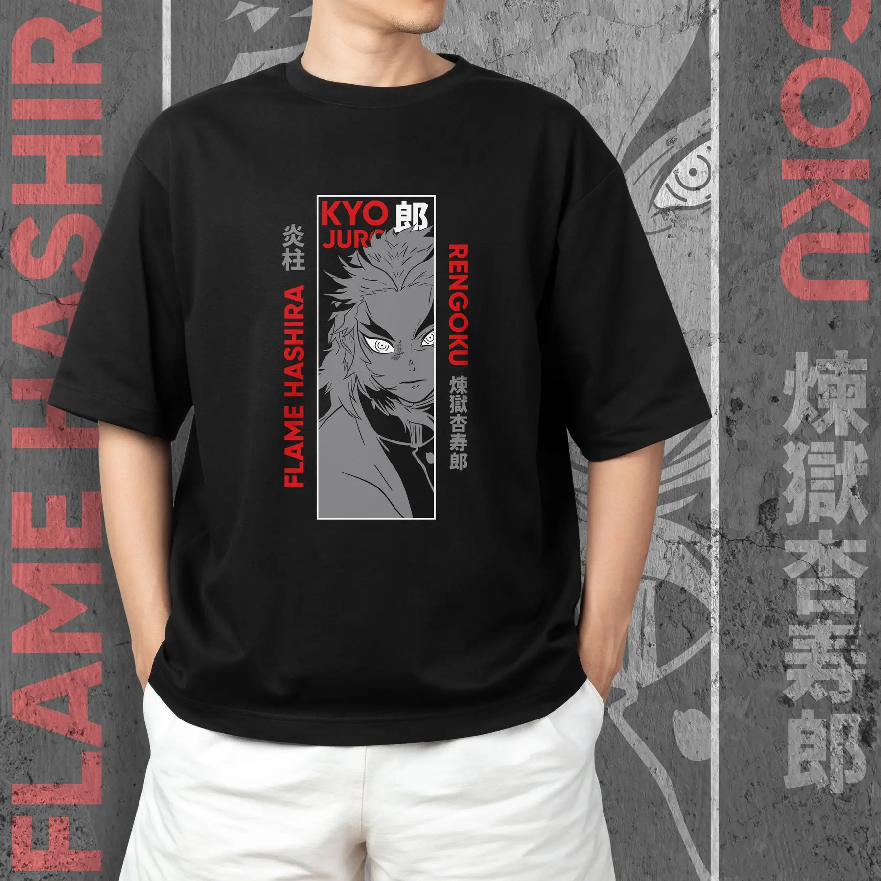 T-shirt with Demon Slashing Blade print - Kyojuro Rengoku