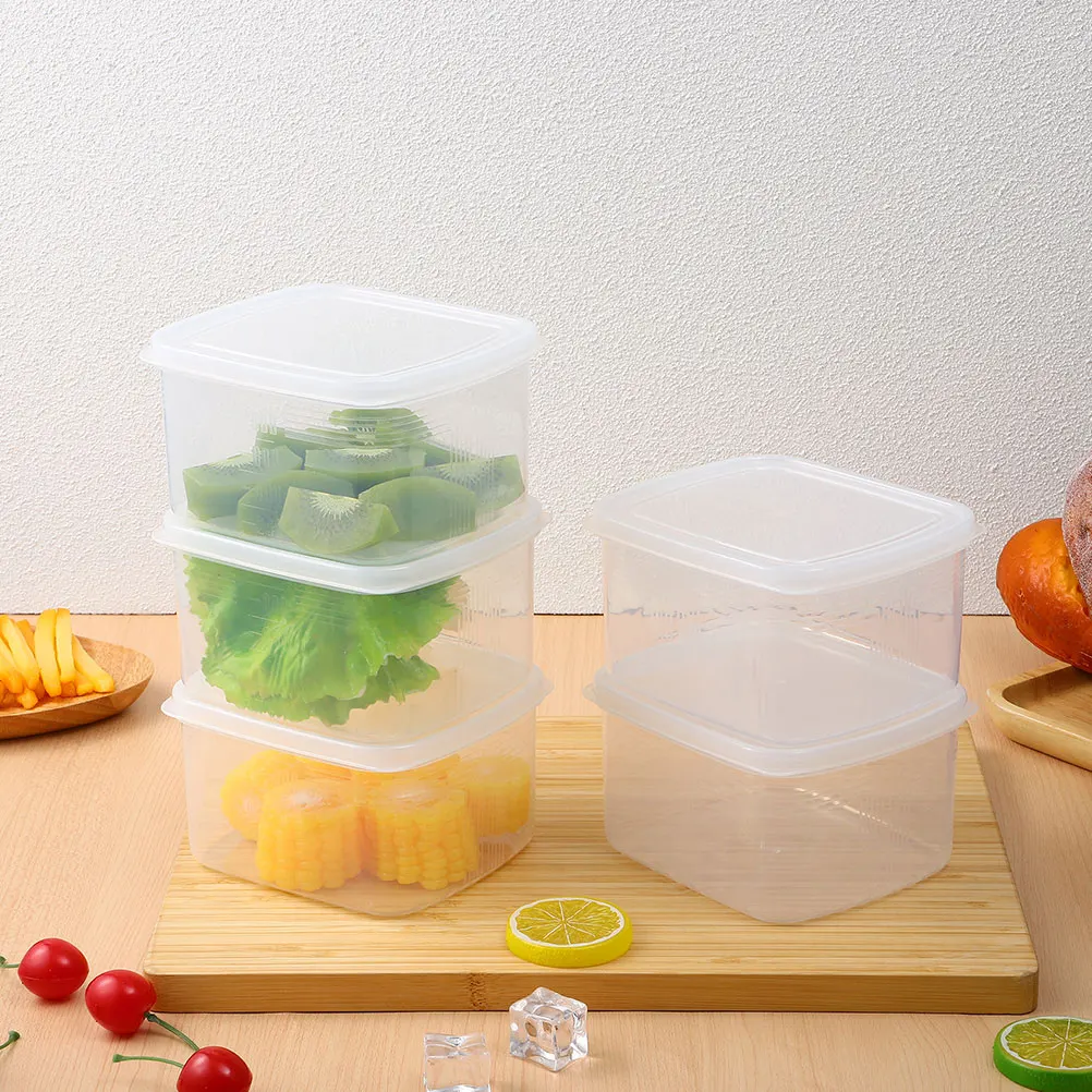 

6pcs Fridge Storage Box Set Fresh Food Containers For Vegetable Meat Dough Garlic Keeper Sealed Kitchen Food Box Meal Prep