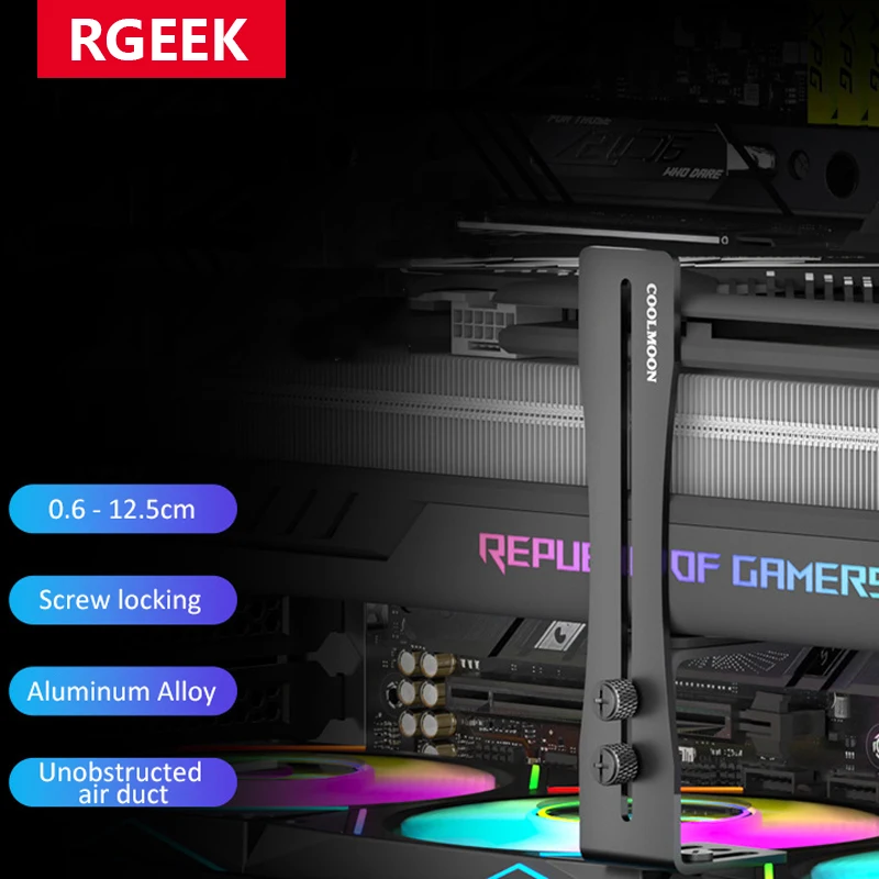 

Держатель видеокарты RGEEK, небольшой фиксированный кронштейн для графического процессора, уменьшающий удару, нержавеющая стойка для поддержки видеокарты для настольного графического процессора, положение вентилятора