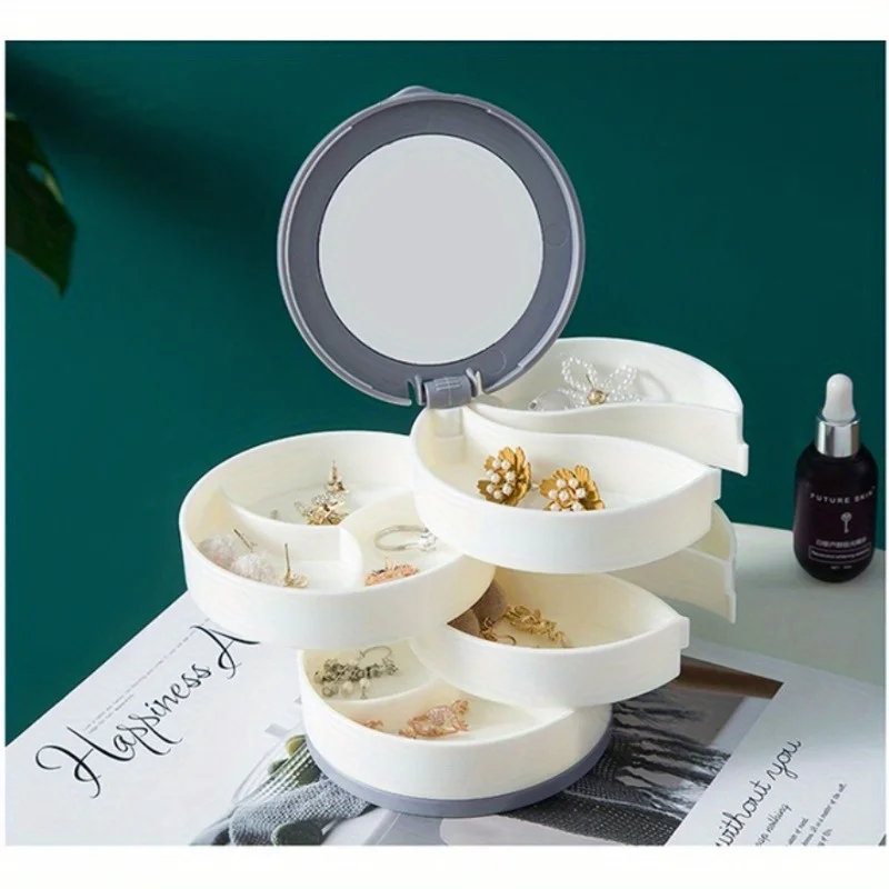 1pc Pink/White/Green Jewelry Stand Holder Display Tray Jewelry Storage Box Multilayer Rotating Plastic - view 5